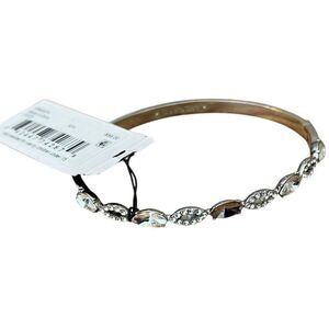 Givenchy Silver Tone Pave & Marquise Crystal Bangle Bracelet  7" New FLAW